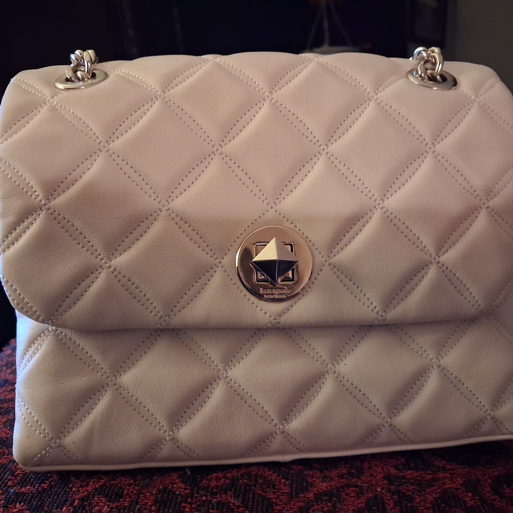 kate spade Quilted Cream Shoulder Bag with Gold Hardware